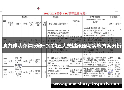 助力球队夺得联赛冠军的五大关键策略与实施方案分析