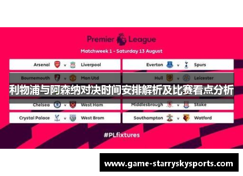 利物浦与阿森纳对决时间安排解析及比赛看点分析